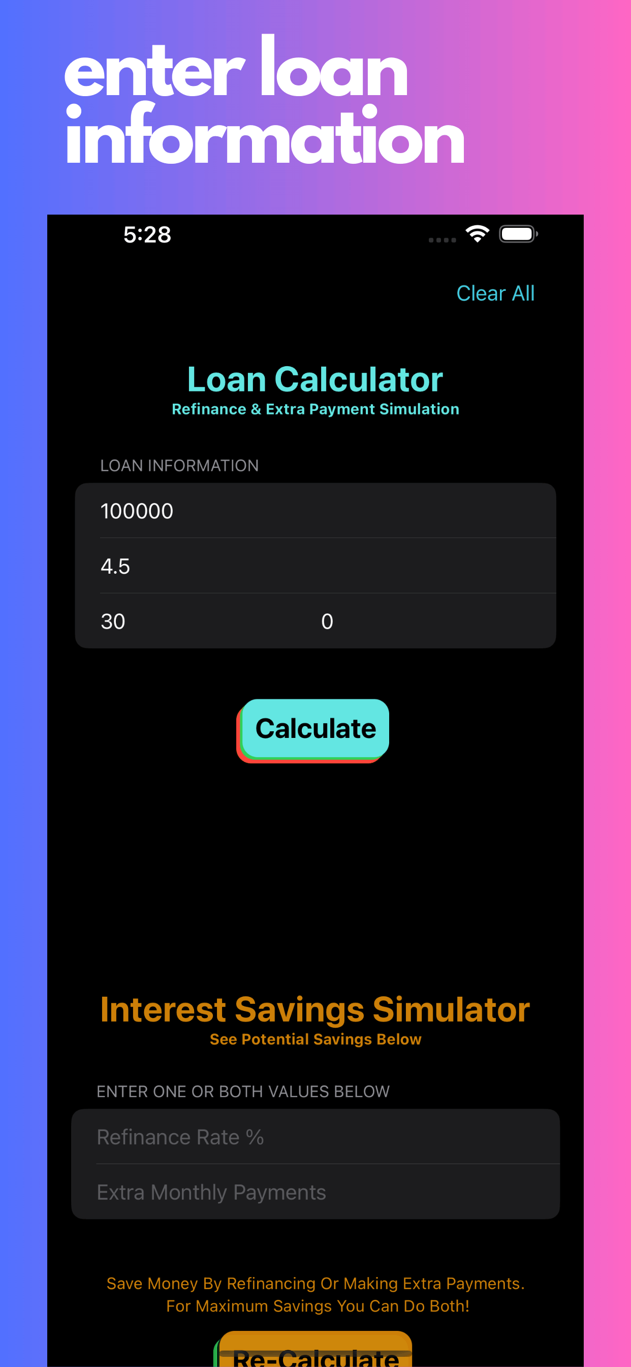 Amortization Calculator App
